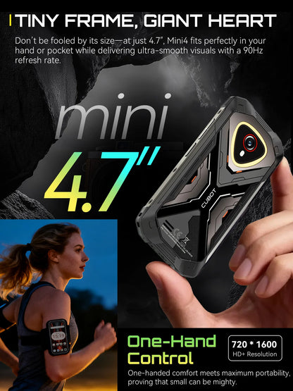 Mini Smartphone Android 15 Cubot KingKong MINI 4, 4.7-Inch Screen, 90Hz, 4700mAh Battery, Up to 20GB RAM+256GB ROM, Phone, NFC