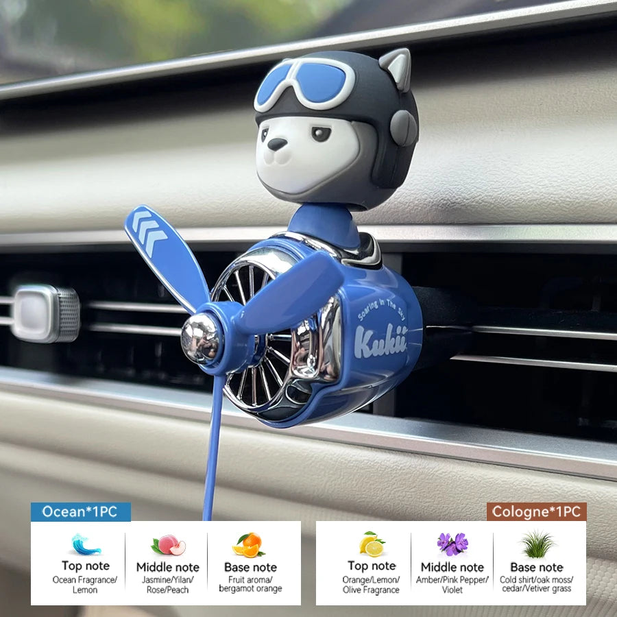 Rotating propeller pilot bear dog car air fresheners accessories decorations fun vent clip perfume diffuser aroma fragrance men