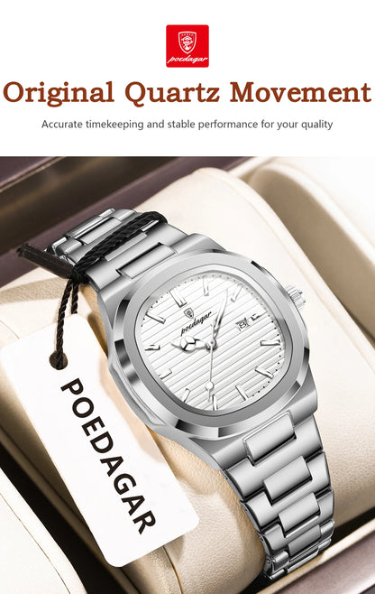 POEDAGAR Top Exquisite Women's Wristwatch Waterproof Luminous Date Fashion Ladies Watches Stainless Steel Quartz Watch For Woman