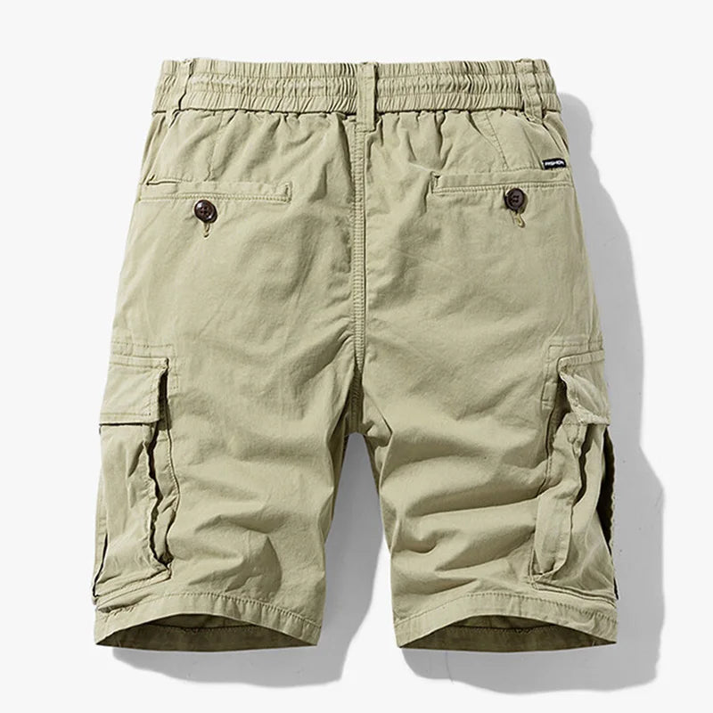 Men Summer New Multi Pockets Cotton Cargo Shorts Men Fashion Solid Quick Dry Joggers Shorts Pants Outdoor Breathable Shorts Male