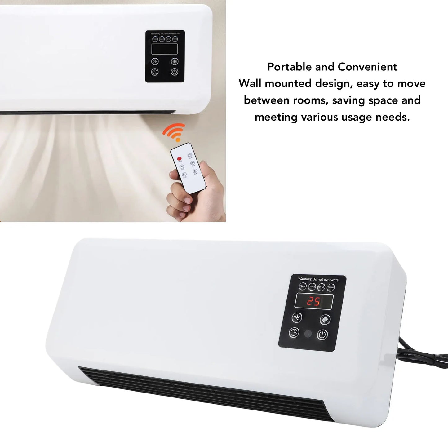 Wall Mounted Heater Cooler Energy Efficient Climate Control Small Cooling Heater Machine for Home Bedroom