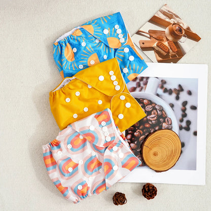 Happyflute 3-15KG 3Pcs Set Pocket Diaper Suede Cloth Inner Washable&Reusable Absorbent Ecological Adjustable Baby Nappy Cover