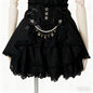 Japanese Sweet Lolita Style Mini Skirt Women Retro Elegant Lace Bandage Party Cake Skirts Female Gothic Y2k Metal Buckle Skirts