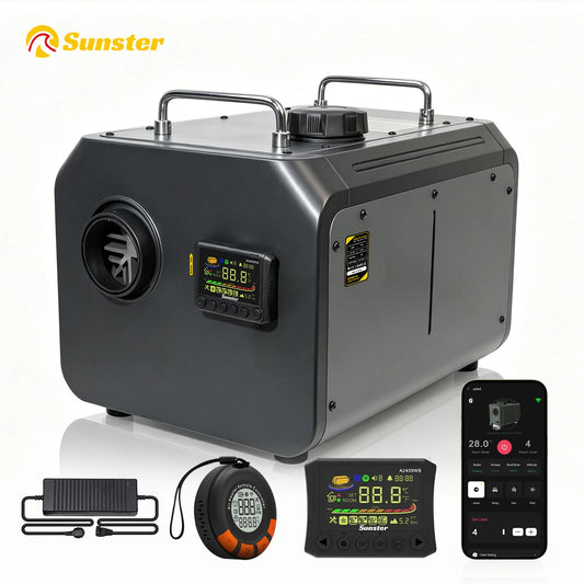 9KW Diesel Air Heater 12V/24V DC 110‑240V AC WiFi Bluetooth APP LCD Remote CO Monitor Altitude Mode For RV Truck Garage Camper