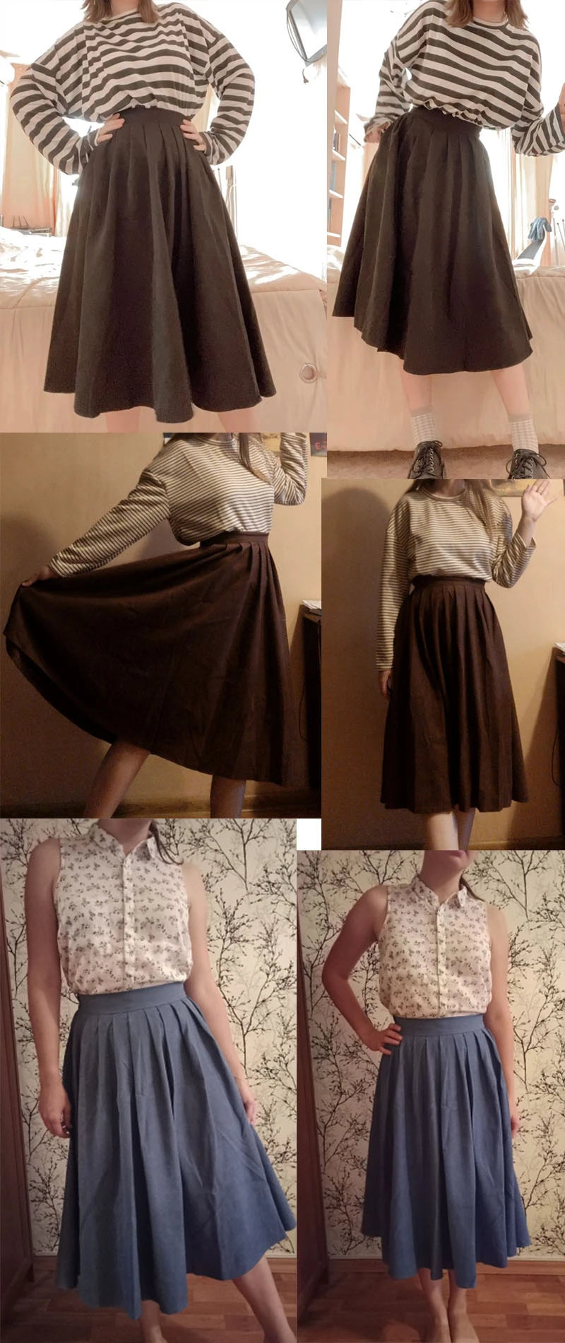 Lucyever Vintage Brown High Waist Pleated Skirt Women Korean Fashion College Style Long Skirt Ladies Autumn Casual A line Skirts