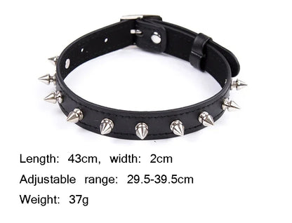 Sexy PU Leather Choker Collar for Women Gothic Punk Spike Heart O-Ring Bell Bondage Slave Neck Strap BDSM Role Play Accessory