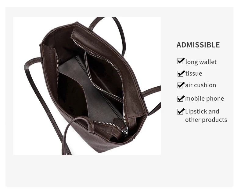 Luxury Women's Genuine Cowhide Leather Mini Shoulder Tote Bag Pebbled Leather Long Strap Underarm Handbag Minimalist Daily Purse