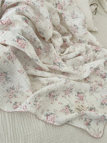 Baby Blanket Floral Soft Cotton Muslin Newborn Swaddle Wrap Receiving Blanket Quick Dry Bath Towel Baby Stroller Cover
