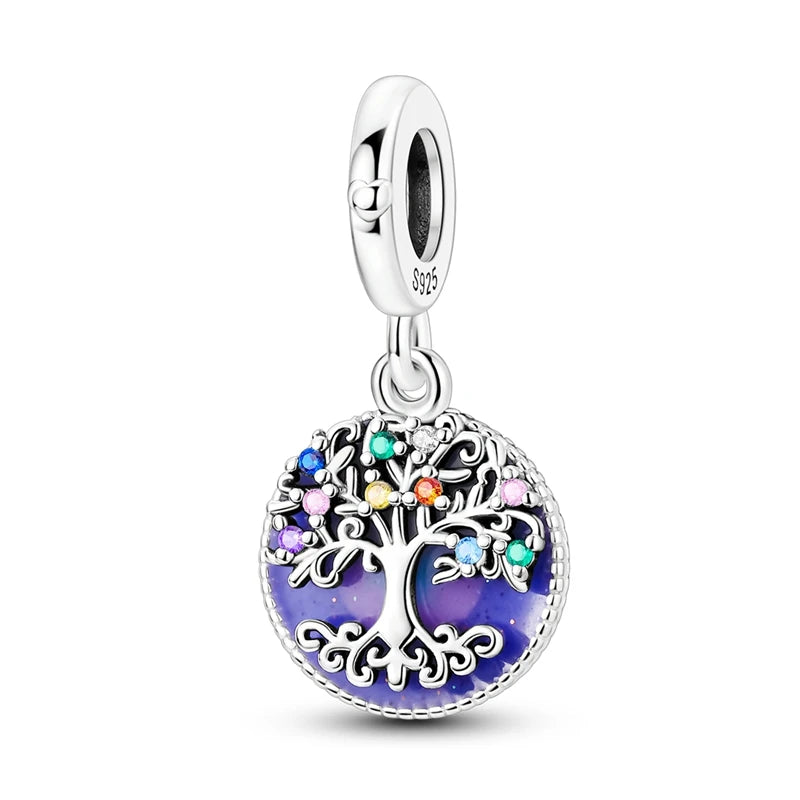 Original 925 Sterling Silver Charm Beads Clover Sunflower Tulip Carnation Pendant For Women Jewelry Fashion Gift