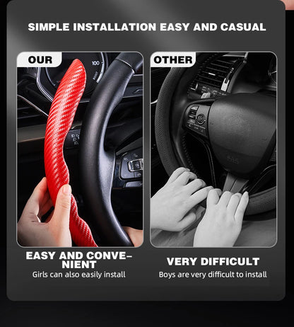 Universal Non-Slip Carbon Fiber Car Steering Cover Steering Wheel Booster Cover for Car Anti-skid Accessories