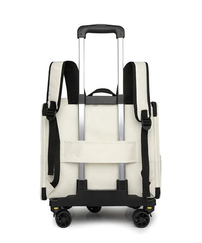2-in-1 Rolling Pet Carrier Backpack with Wheels, Large Foldable Travel Bag for Dogs and Cats, Ventilated Backpack Carrier