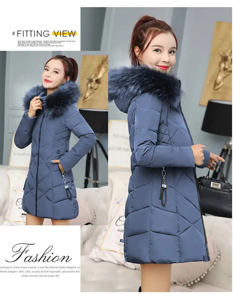 Winter New Fashion Long Cotton-padded Coat Womens Casual Hooded Parkas Womens Winter Jacket Coat Down Jacket Female