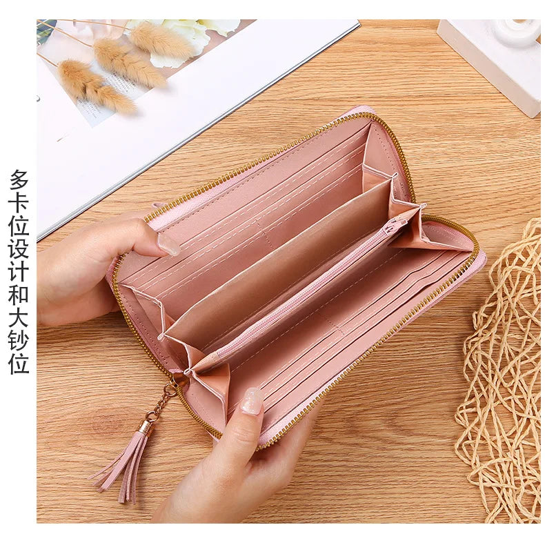 Fashion Zipper Wallets Womens Long Purses Handbags Coin Purse Cards Holder PU Leather Billfold Wallet