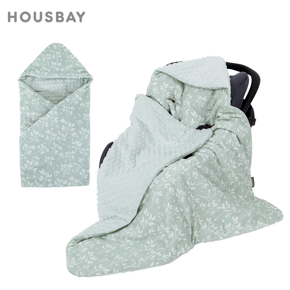 Newborn Baby Blanket In Baby Car Seat Basket 0-3 Months Swaddle Wrap With Windproof Hooded For Outside Travel Boys Girls