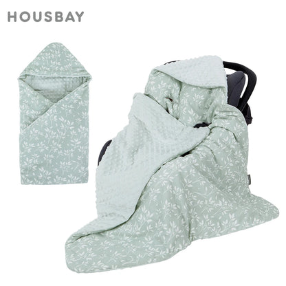 Newborn Baby Blanket In Baby Car Seat Basket 0-3 Months Swaddle Wrap With Windproof Hooded For Outside Travel Boys Girls