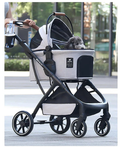 2026 New Dog Stroller Lightweight Foldable Separable Pet Cart, 21.5cm Large Wheel Safe Box for Cat Dog Outdoor Travel 강아지 유모차