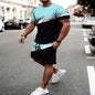 2025 new summer men's sportswear, men's loose fashion clothing, 3D printed T-shirt shorts, men's simple clothing fashion set, li