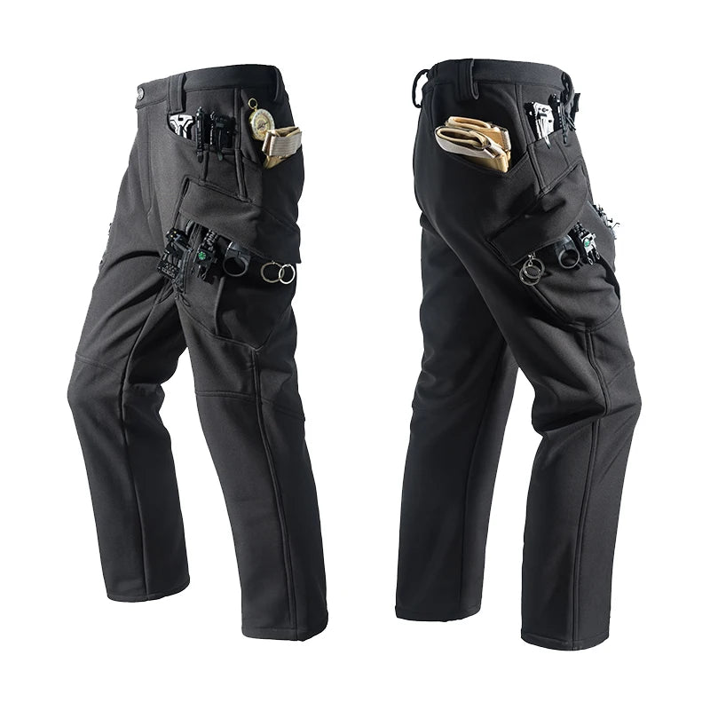 Men's City Cargo Autumn Winter Fleece Softshell Hiking Pants Fishing Climbing Trekking Casual Hunting Camping Trousers M-5XL