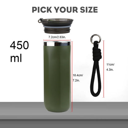 Vacuum Insulated Coffee Travle Mug Stainless Steel Thermo Bottle Cup Thermal Tumbler With Carrying Ring Flask for Hot Cold Drink