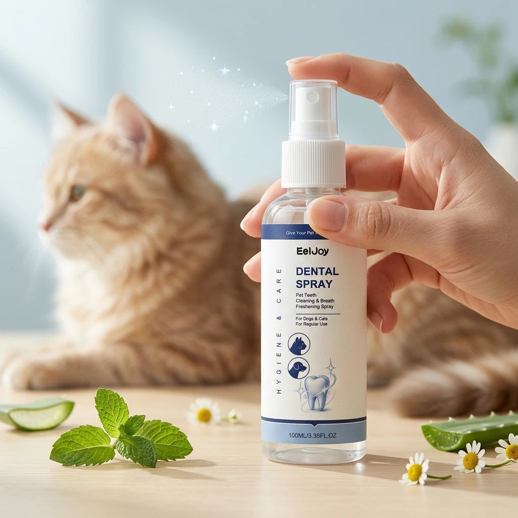 Pet Dental Care Spray Remoce Plaque & Tartar Buildup Reduce Odor Soothe Inflamed Sensitive Gums No Brushing Teeth Cleaning Spray