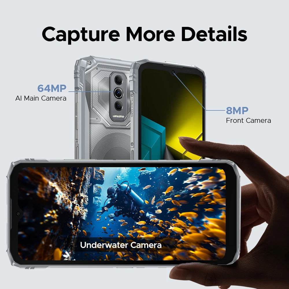 DOOGEE Blade10 Ultra Energy Rugged Phone Gemini AI 10.7mm Ultra-thin 6150mAh Battery Android 15 Widevine L1 Smartphone NFC