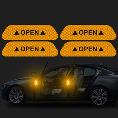 4 PCS Car Open Reflective Sticker Universal Safety Warning Mark Reflective Stickers Lighting Luminous Decor Auto Door Stickers