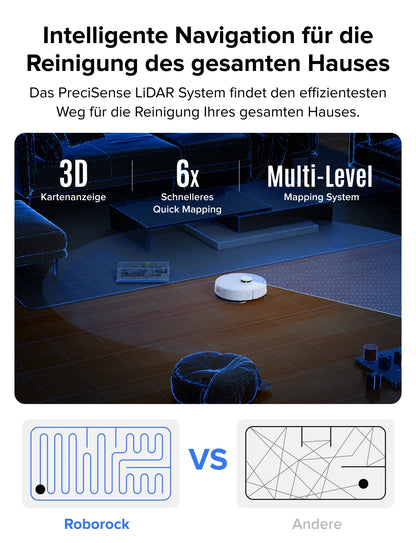 Roborock Q7 L5 robot vacuum cleaner (Q5 Pro upgraded version) has 8000Pa super suction, double anti-entanglement, precise LiDAR navigation, and intelligent restricted area.