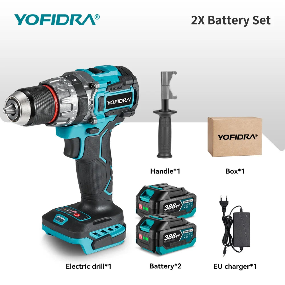 YOFIDRA 700N.M Brushless Electric Impact Drill Cordless Screwdriver Plates Soil WoodWorking Power Tool For Makita Battery Pin