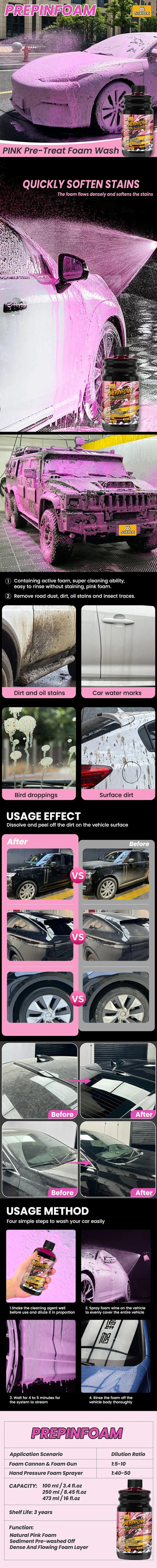 Pink Magic Foam Car Wash Shampoo Car High Concentration Sediment Pre-washed Off Wash Car Wash Soap Super Foam Cleaner X1 ﻿