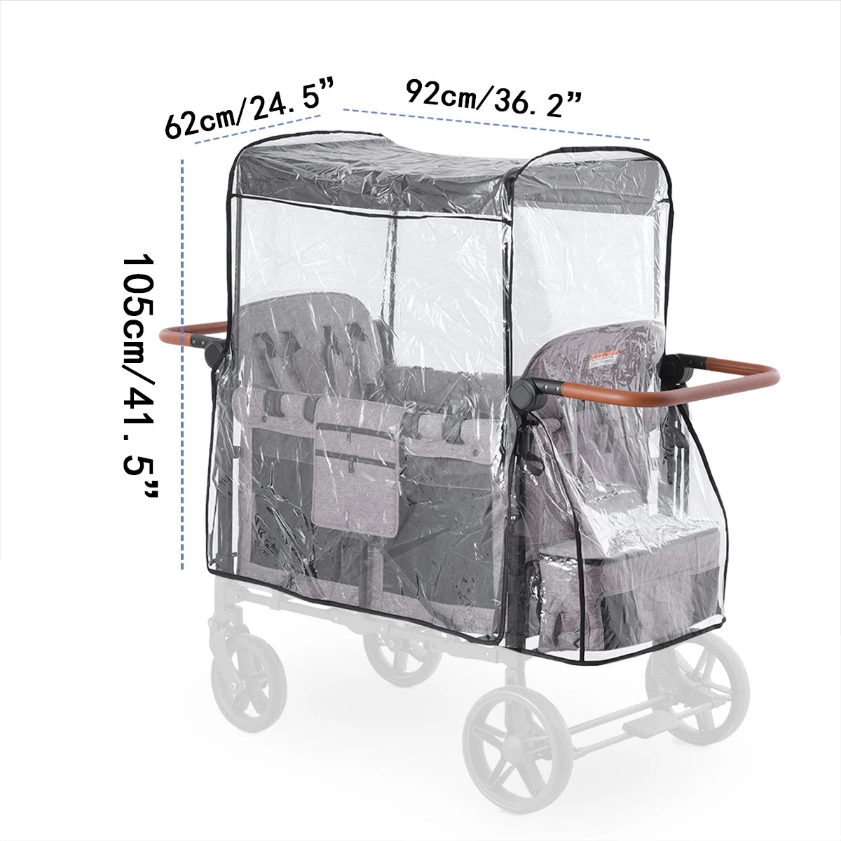 Stroller Wagon Raincover for W4 Original Lightweight Quad Stroller Raincover Compatible with WONDERFOLD W4, Windproof Protection