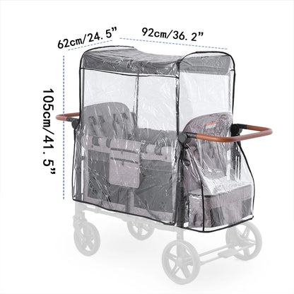 Stroller Wagon Raincover for W4 Original Lightweight Quad Stroller Raincover Compatible with WONDERFOLD W4, Windproof Protection