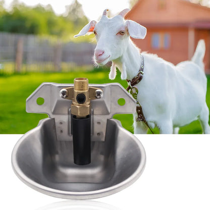 Automatic Goat Sheep Water Drinker Bowl Stainless Steel Lamb Drinker Waterer With Copper Valve Farm Animal Dog Feeding Supplies