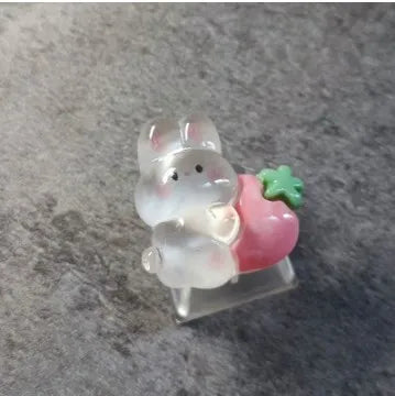 Cute Cartoon Transparent Strawberry Rabbit Keycap DIY Handmade Personalized Mechanical Keyboard Dedicated PBT Keycap