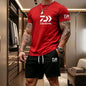 2026 Summer Men's Short Sleeved T-shirt Drawstring Shorts Set Breathable Outdoor Sports Set Men's Daily Fishing Suit