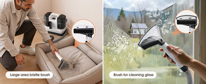 Powerful Carpet Cleaner 13.5 KPa Lubluelu V6 with 1.75L Dual Tanks, 5M Cord 1.7M Hose - Deep Clean Sofa Mattress Car Seat Pet Stains