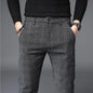 2026 Black Pants Men Plaid Trousers, Spring / Autumn New Fashion Slim Pants Men Gray Stripe Slacks 28-38 Pantalones Hombre