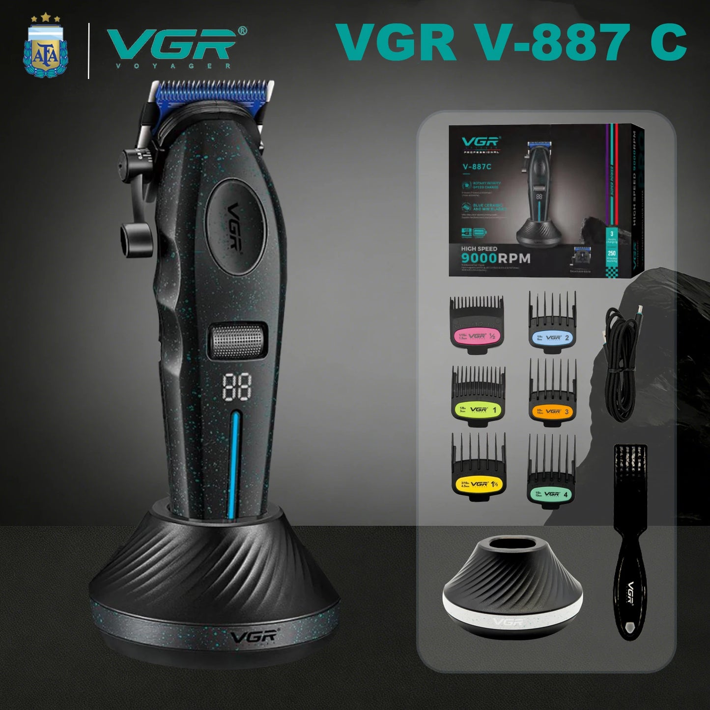 VGR Hair Trimmers Professional Haircut Machine 9000 RPM Hair Clippers Electric Trimmers Rechargeable Hair Trimmer for Men V-887