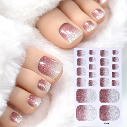 22Tips Solid Color Self-adhesive Gel Stickers for Toe Nails Waterproof Long-lasting Toenail Stickers Toe Full Cover Toenail Wrap