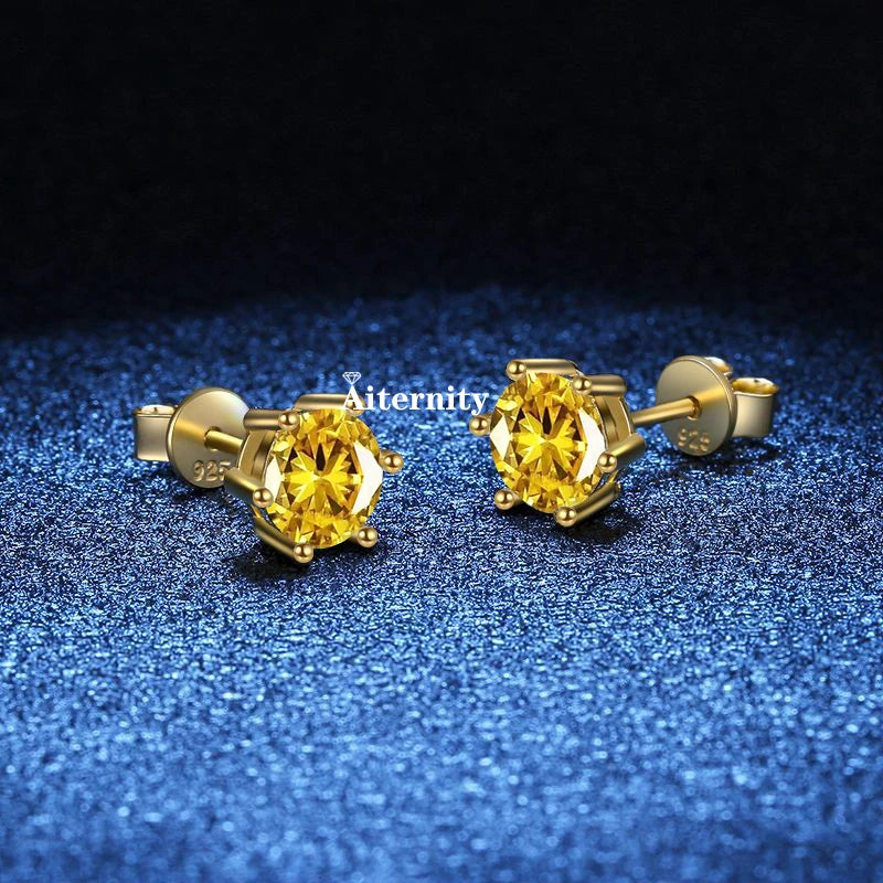 18K Plating Earrings S925 Sterling Silver D Color VVS1 Zircon Earring Stud for Women As Shinning As Diamond Wedding  Jewelry