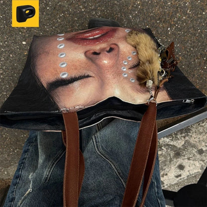 New Creative Women's Tote Bag Trend Face Printing Large Capacity Shoulder Bag Water Proof Hot Girl Handbag Large Shopping Bag