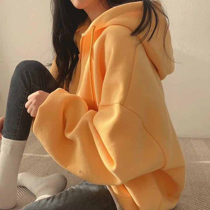 2024 Harajuku Loose Pullover Women Hoodie Oversized Top Summer Zip Up Sweatshirt Female Casual Long Sleeve Pocket Hooded