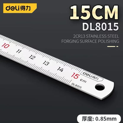 Deli 1 Pcs 15/20/30/50cm Multi-standard Measuring Ruler Stainless Steel Woodworking Portable Hand Percision Measuring Tools
