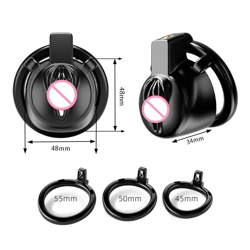 New Sissy Simulation Vagina Chastity Cock Cage Sex Toy with 4 Size Cock Ring Bdsm Penis Urethral Lock Adult Toy for Men