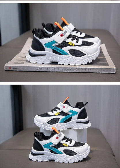 Kid Sneakers Sport Shoes for Boys Fashion Leather Children Breathable Mesh Comfort Shoes Casual Walking Outdoor Running Shoes