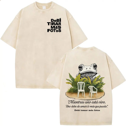 Rapper Bad Bunny Vintage Washed T Shirts Debi Tirar Mas Fotos DTMF T-shirts Men's Clothing Fashion High Quality T-shirt Couples