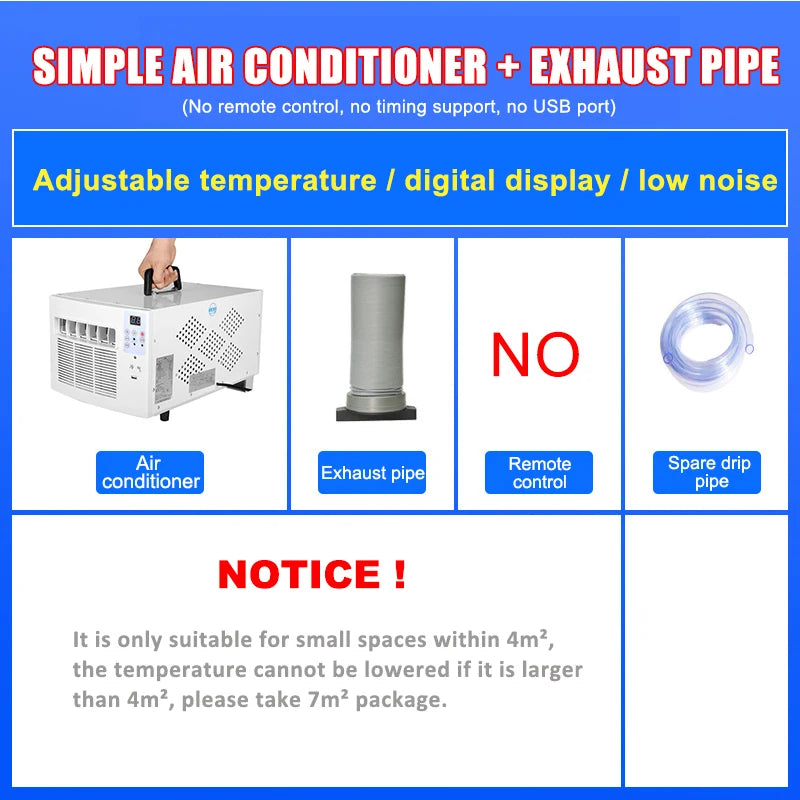 220V Mobile Small Air Conditioner 7m²Space Drainage-free Remote Control Power Saving Mini Cooling Heating Air Refrigerator 400W