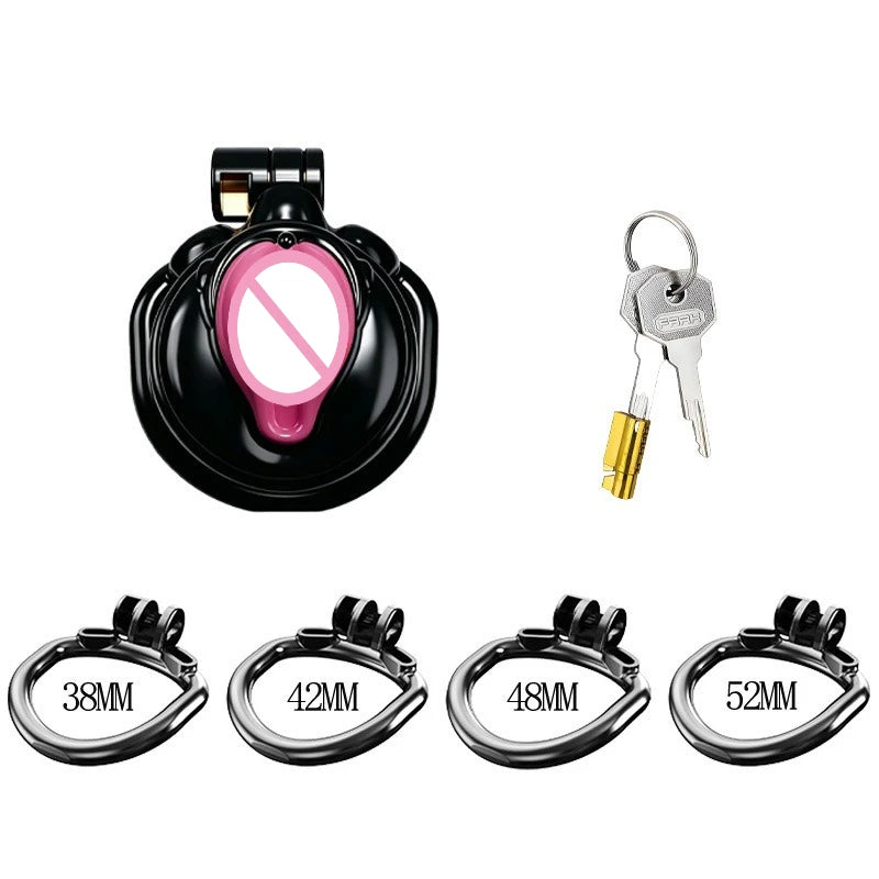 New Sissy Simulation Vagina Chastity Cock Cage Sex Toy with 4 Size Cock Ring Bdsm Penis Urethral Lock Adult Toy for Men