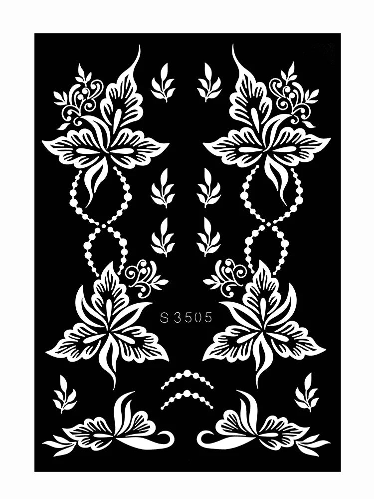 Flower Tattoo Stencil Reusable Henna Template for Hand and Body Henna Tattoo Design for Wedding Festival Party Tattoo Tools