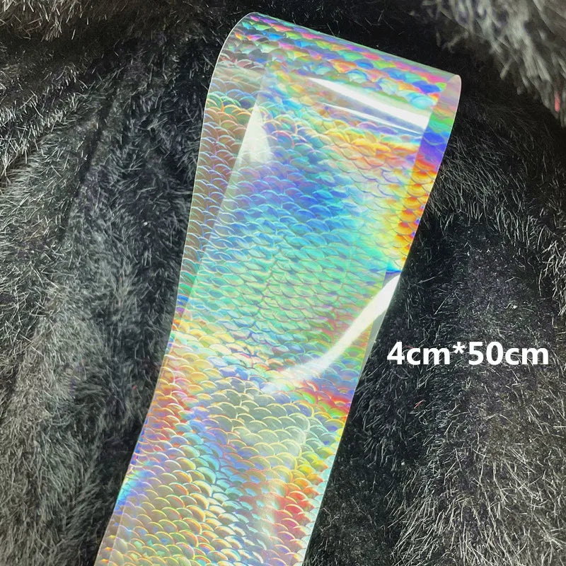 50/100cm Fish Scale Chameleon Nails Metal Nail Art Foil Fish Lure Transfer Decals Wraps Stickers Laser Manicure Decorations