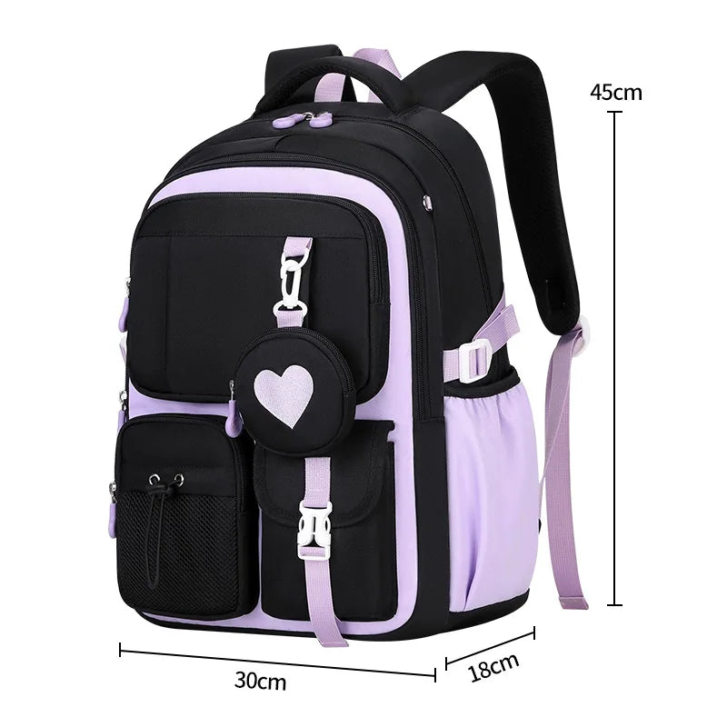 Love Pattern School Bag Backpack Pencil Case lunch bag Three Piece Set Nylon Fabric Waterproof Boy Girl Teenagers Trend Backpack